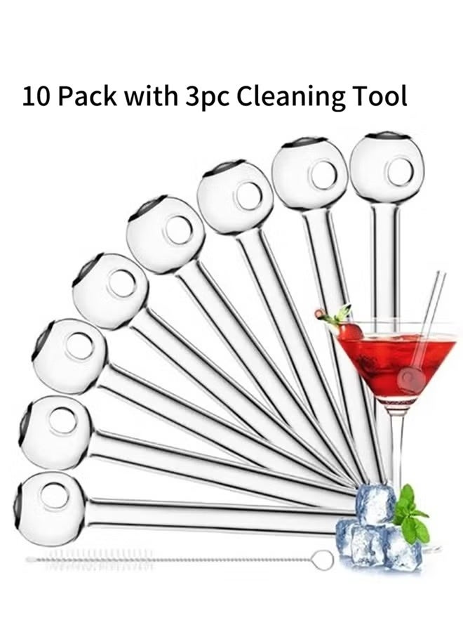 10 Pack Breakproof Glass Straws, Clear Glass Straws, Durable Reusable Glass Straws with 3 Cleaning Brushes for Drinks, Herbs, Smoothies, Aromatherapy, 20cm - Image 2